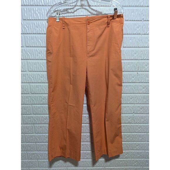 Lauren Ralph Lauren Women's Orange Cotton Crop Macrame Shell Belt Pants Size 12 - Picture 3 of 8